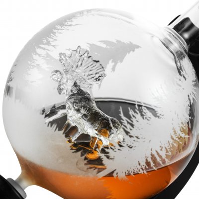 Whiskeykaraffel Elg med 4 glas og træbakke 0,85 liter