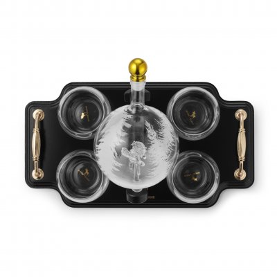 Whiskeykaraffel Elg med 4 glas og træbakke 0,85 liter