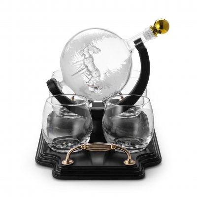 Whiskeykaraffel Elg med 4 glas og træbakke 0,85 liter