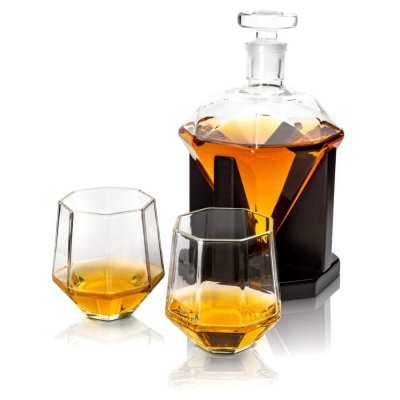 Whiskykaraffel Diamant med 2 Glas, 0,75 liter